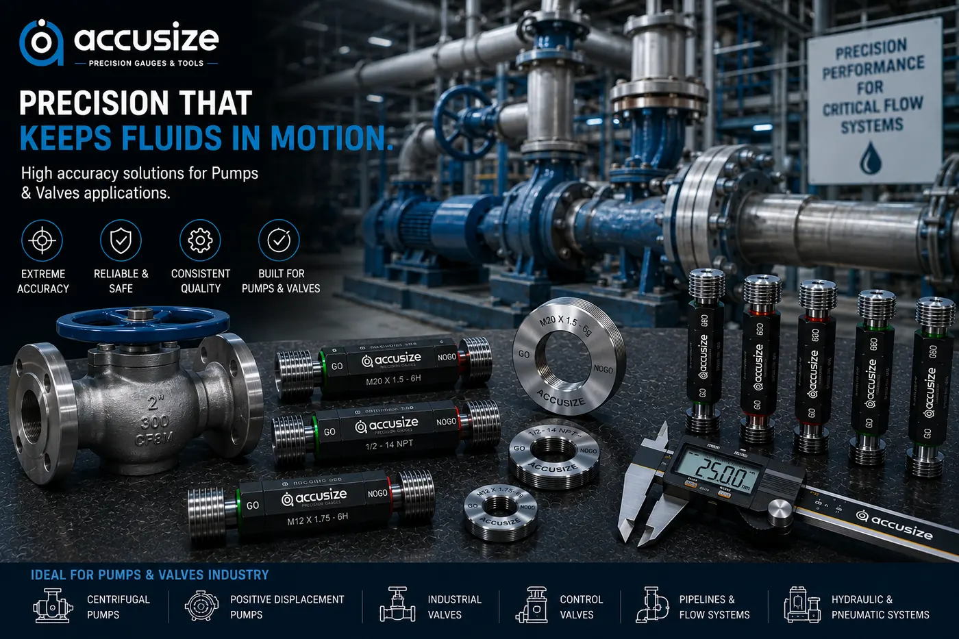Pumps and valves precision gauging